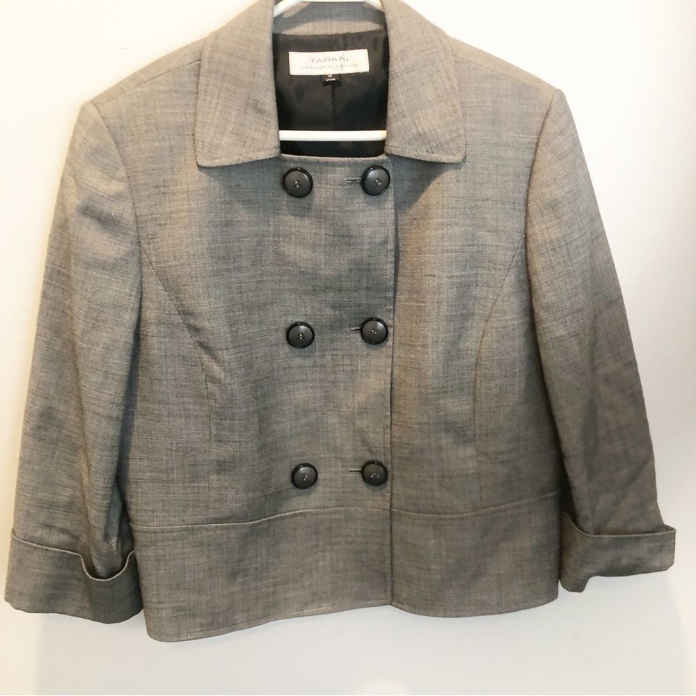 Tahari by ASL Gray Wool Blend Blazer Size 14